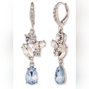 Givenchy Silver-Tone Mixed Crystal Cluster Double Drop Earrings